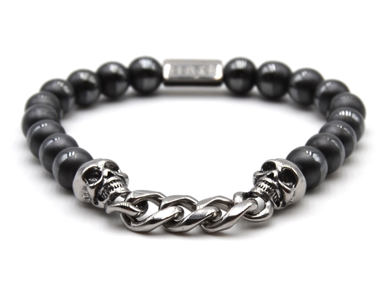 Hämatitarmband mit Edelstahlbeads