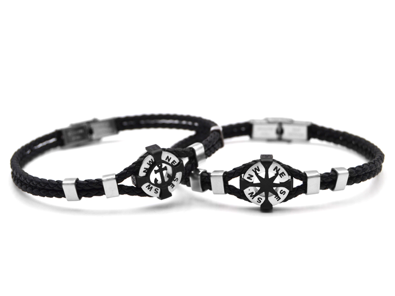 Lederarmband mit Edelstahlverschluß u. Ankermotiv