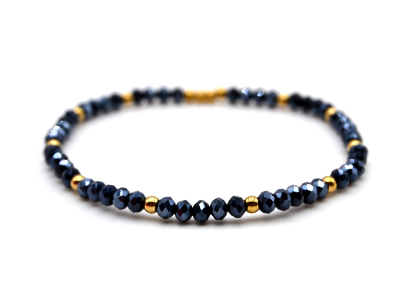 Echtsteinarmband mit Edelstahl Beads