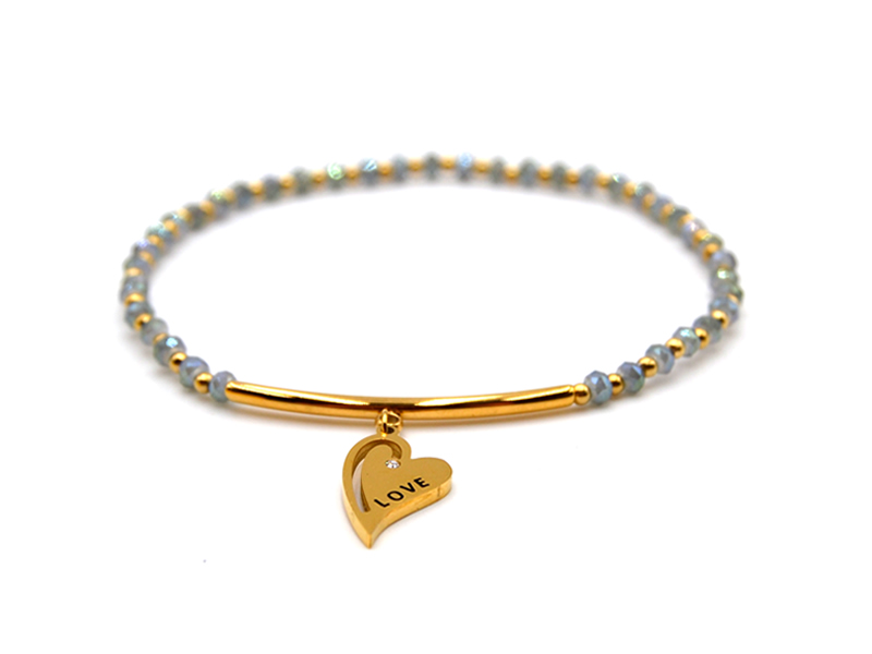 Armband mit Edelstahlbeads und Herzanhänger