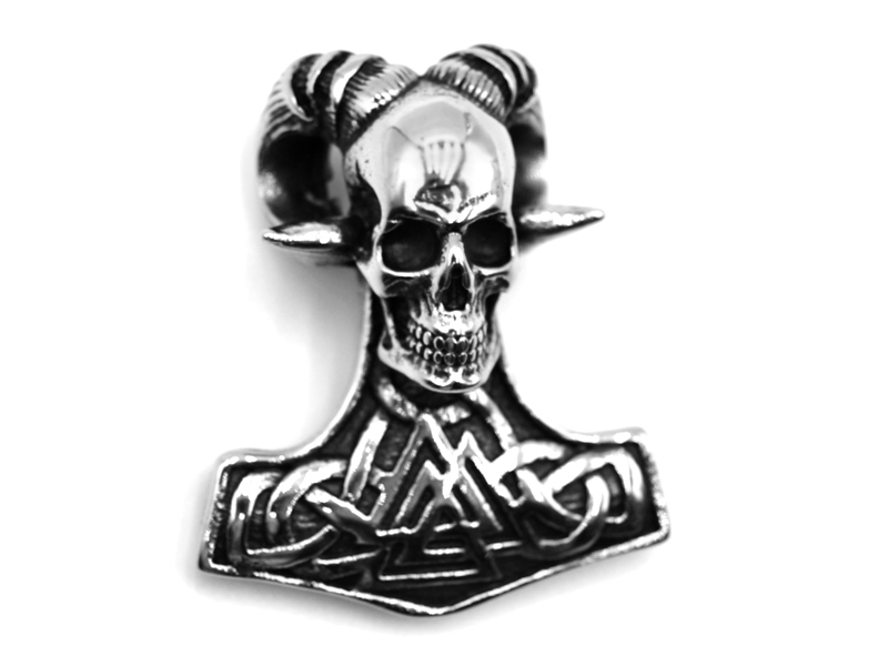 Edelstahlanhänger "Thors Hammer Skull"