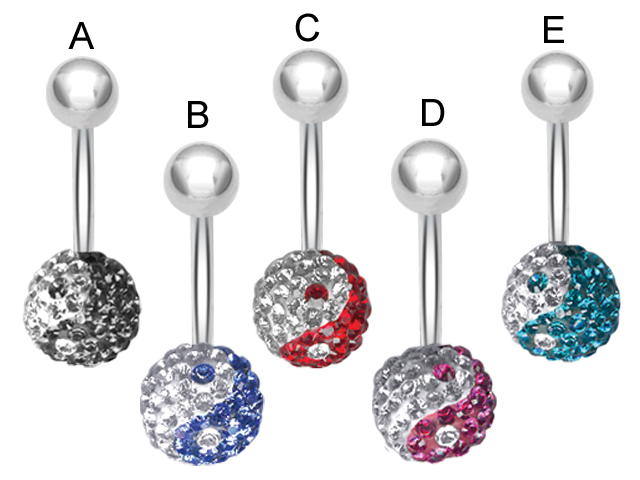 EPOXY COVERED CRYSTAL BALL BANANA ( 8MM YING YANG)