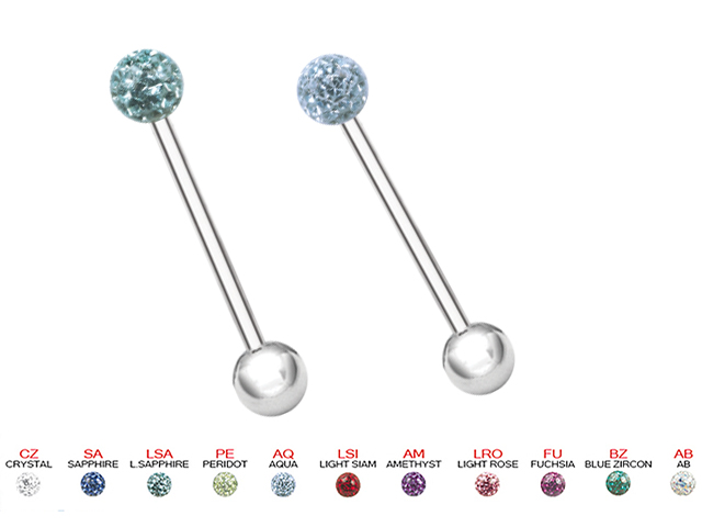 EPOXY COVERED CRYSTAL BALL BARBELLS (XS 5MM UNI COLOR)