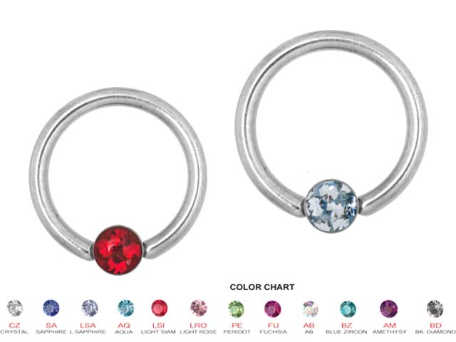 SS316L JEWELLED CRYSTAL FLAT BCR FOR UPPER LIP