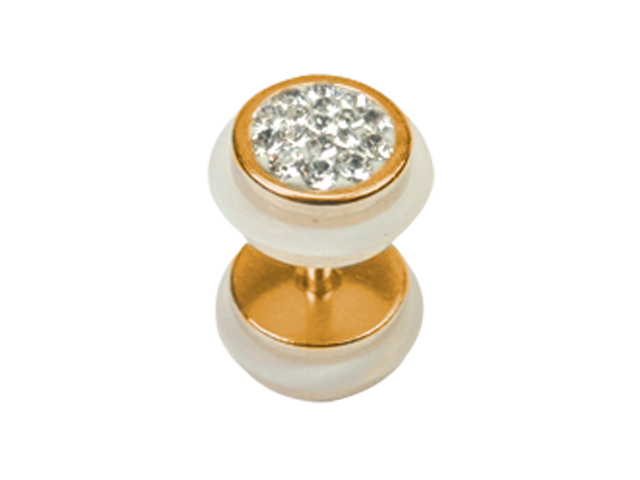SS316L GOLD PVD STEEL CRYSTAL FAKE PLUGS