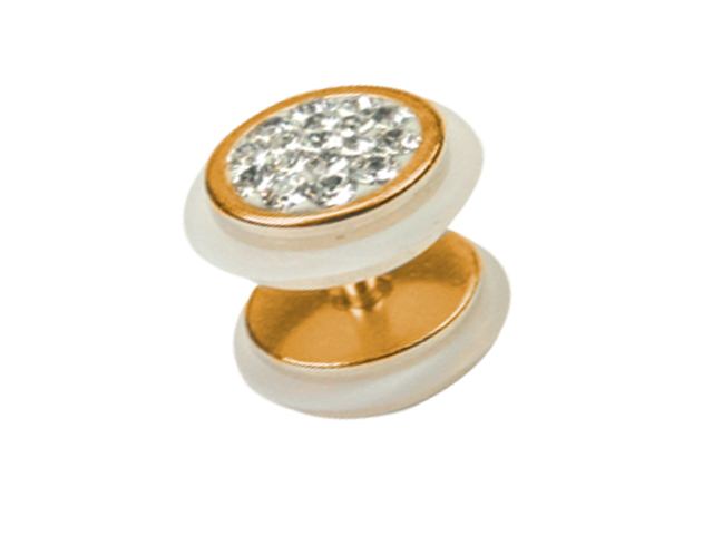 SS316L GOLD PVD STEEL CRYSTAL FAKE PLUGS (10MM)