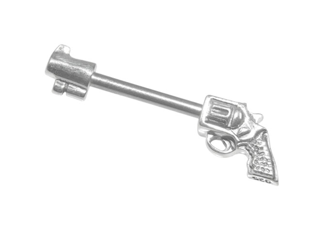 SILVER NIPPLE SHIELD BARBELL (MAGNUM GUN)