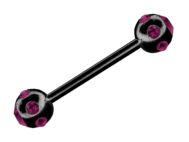 SS316L BLACK STEEL DOUBLE TIFFANY BARBELLS FOR NIPPLE