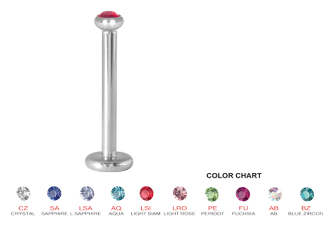 JEWELLED INTERNALLY THREADED MICRO LABRET