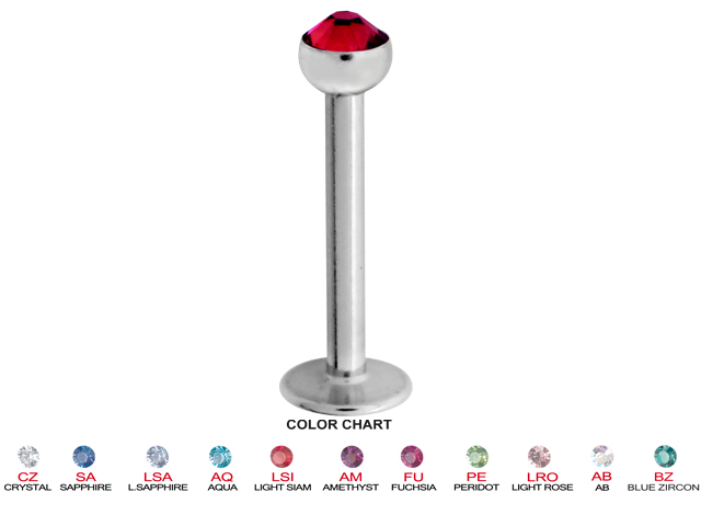 MICRO LABRET W. JEWELLED BALL (2.5mm BALL)