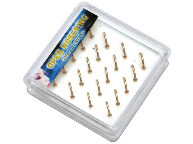 BOX WITH SS316L GOLD PVD STEEL OPEN NOSERING (1.0x7/8/9)