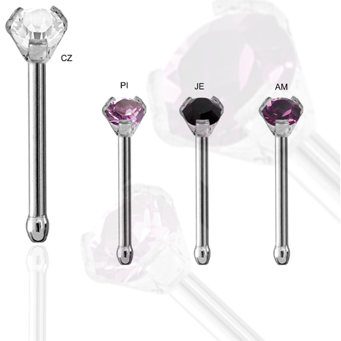 SS316L NOSEBONES WITH CUBIC ZIRCONIA SETTING