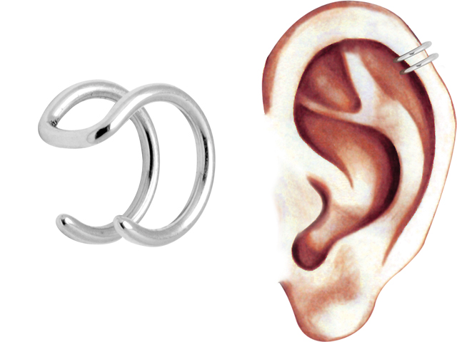 SS316L DOUBLE RING FAKE CARTILAGE
