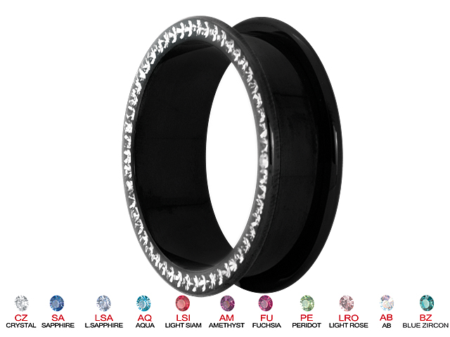 SS316L BLACK STEEL CRYSTAL FLESH TUNNELS