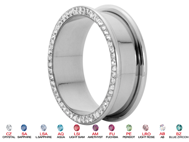 SS316L CRYSTAL FLESH TUNNELS