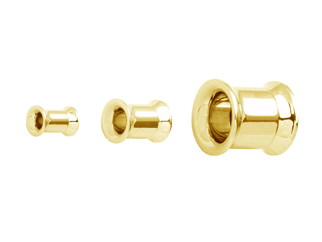 SS316L GOLD PVD STEEL DOUBLE FLARED FLESH TUBES (2.5-8MM)