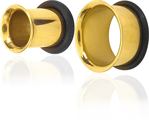 SS316L GOLD PVD STEEL FLARED FLESH TUBES(1.6 - 9 MM)