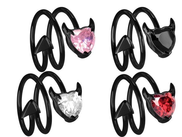 SS316L BLACK STEEL DEVIL HEART RINGS
