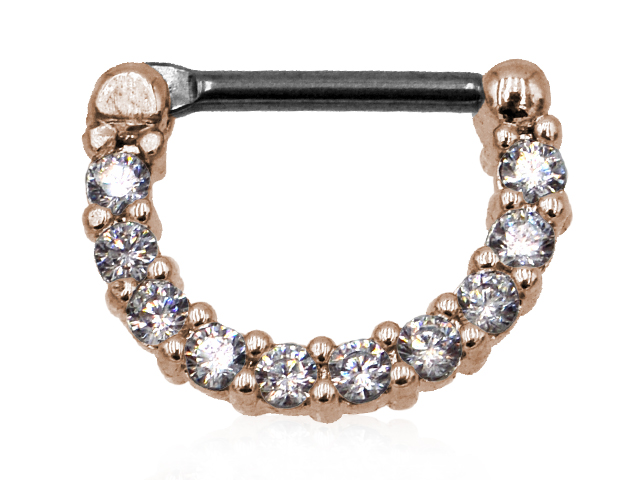 316L SEPTUM CLICKER WITH ZIRCONIA STONES ROSEGOLD