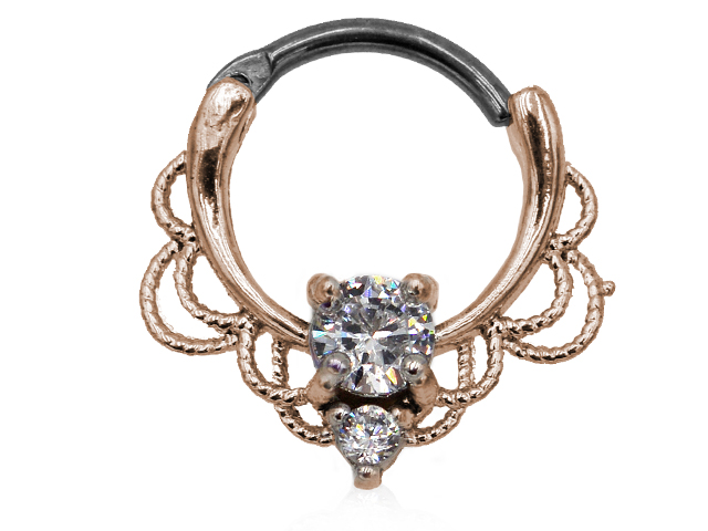 316L SEPTUM CLICKER ROPE DESIGN ZIRCONIA ROSEGOLD
