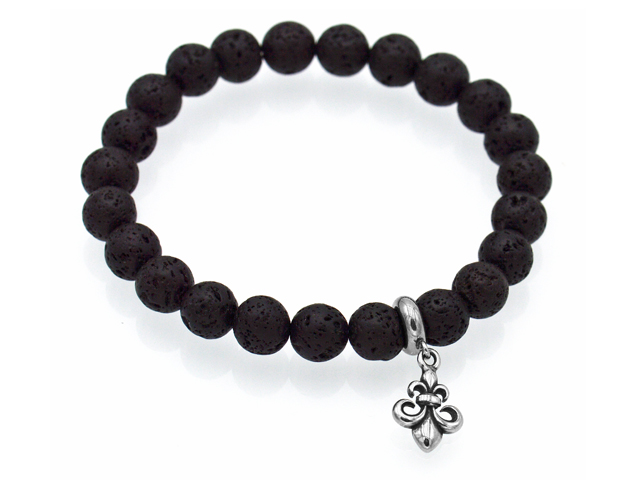 Armband "Fleur de lis" mit Lavasteinen