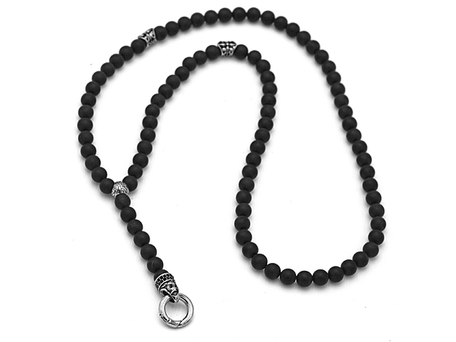 Onyxkette mit Edelstahlbeads