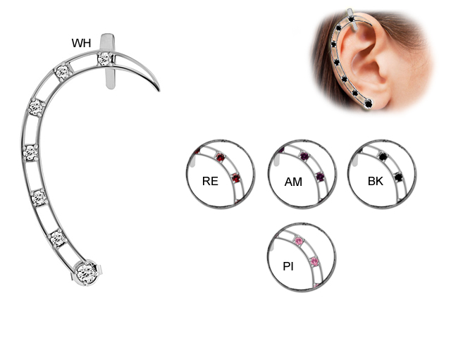 STEEL CASTING EARCUFF  W. CUBIC SETTING - RIGHT EAR (BY PC)