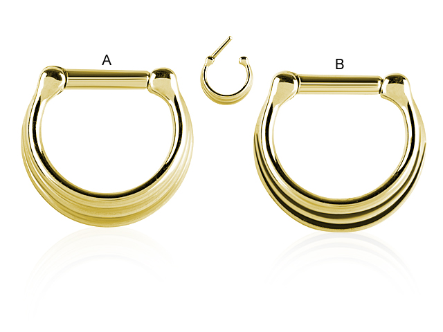 GOLD STEEL PVD SEPTUM CLICKER (3 RINGS CONCAVE SHAPE)
