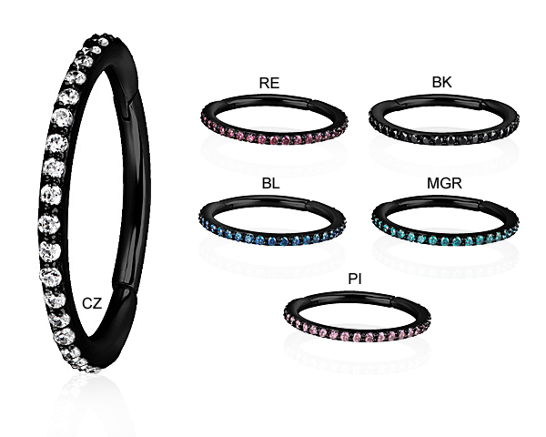 BLACK PVD HINGED CONCH RING SET W. SWAROVSKI® ZIRCONIA (1.2x11,1
