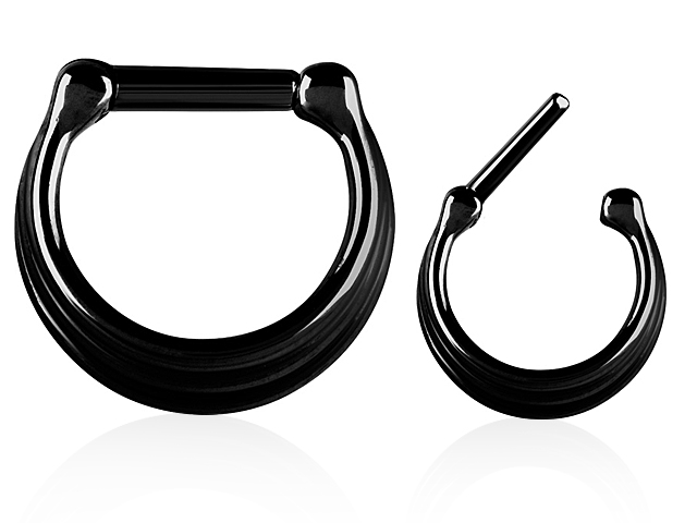 BLACK STEEL PVD SEPTUM CLICKER (3 RINGS CONCAVE SHAPE)
