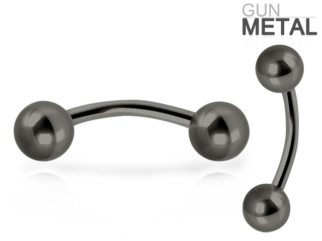 SS316L GUNMETAL STEEL BANANA BARBELLS
