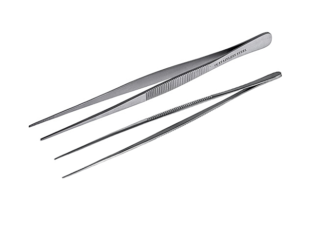 STRAIGHT STAINLESS STEEL FINE POINT TWEEZERS (NO LOCK)  4.5"(11C