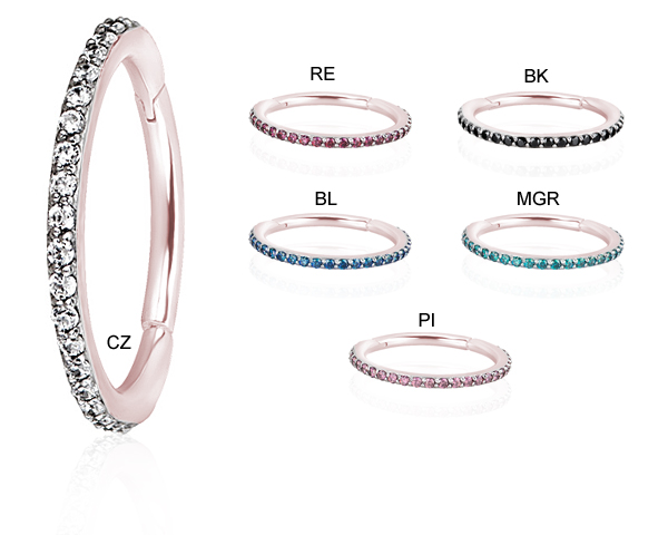 ROSEGOLD PVD HINGED CONCH RING SET W. SWAROVSKI® ZIRCONIA (1.2x1