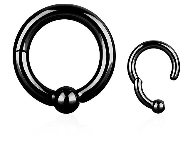 BLACK PVD SS316L CASTING HINGED BCR RING - 14GA (1.6MM)