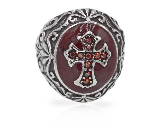 Edelstahlring "Shiny Cross"