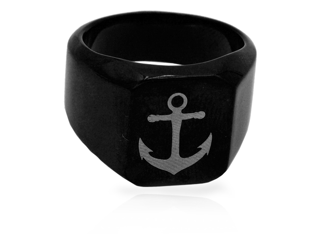 Edelstahlring PVD Black "Anker"