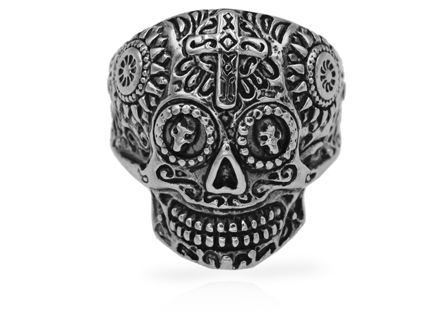 Edelstahlring "Mexican Skull"