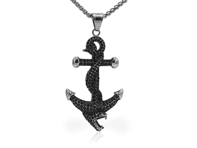 Edelstahlanhänger "Anker Snake" jewelled
