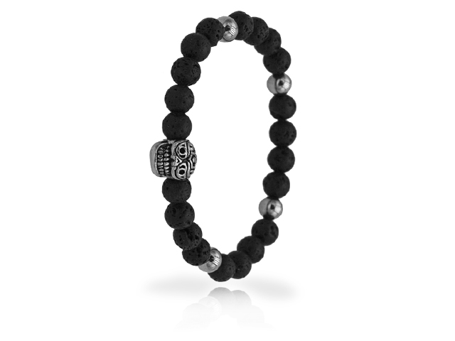 Onyxarmband mit Edelstahlbeats "Skull"