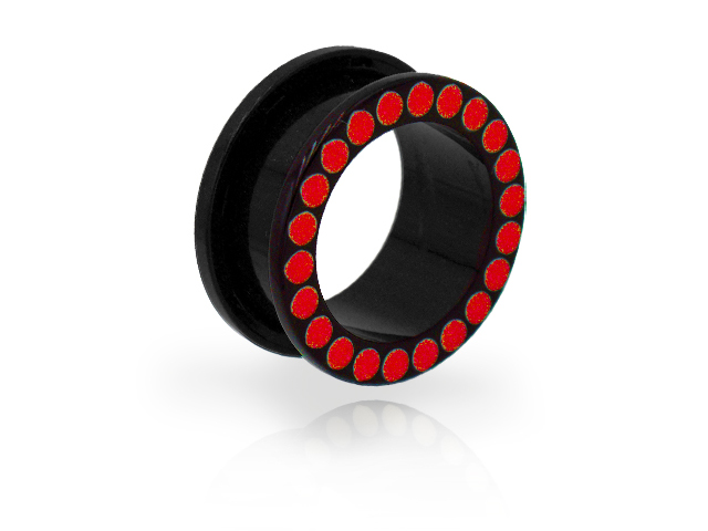 BLACK ACRYLIC FLESH TUNNELS WITH DOT (3-24MM)