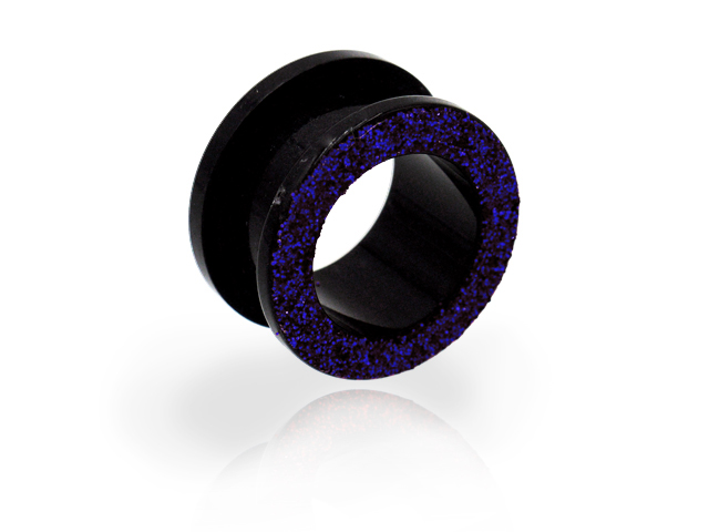 BLACK ACRYLIC FLESH TUNNELS WITH GLITTER (3-16MM)