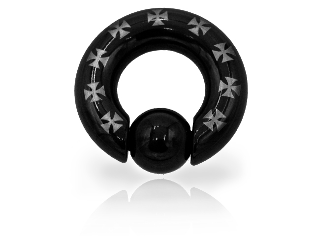 BIG BLACK BCR CLOSURE RING WITH IRON CROSS