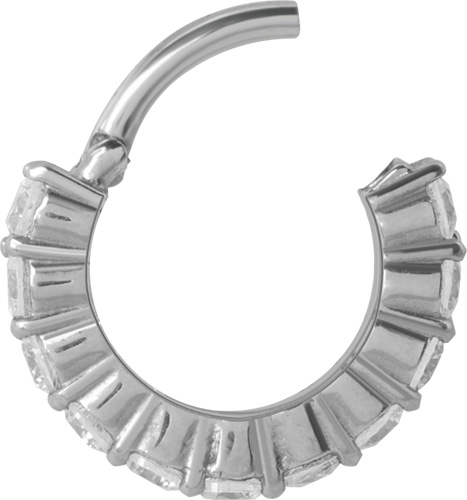 SS316L JEWELLED HINGED RING (PRONG SETTING W.CZ)