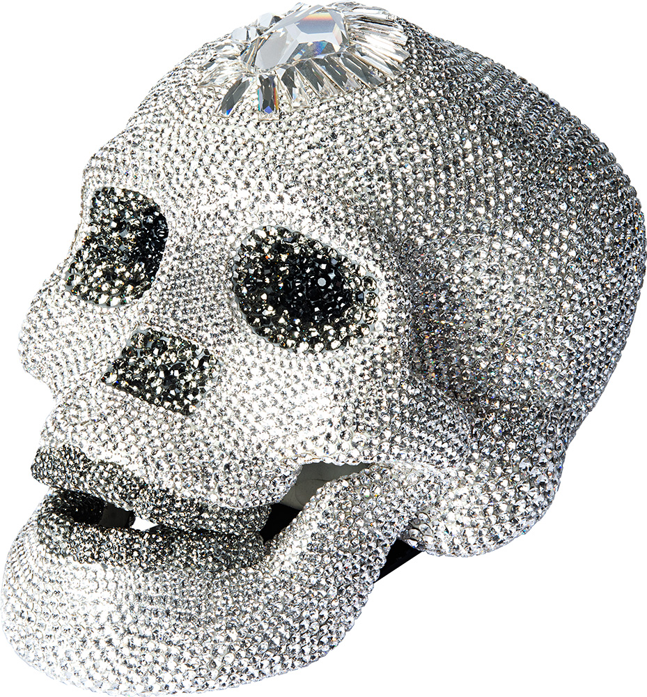 CRYSTAL SKULL SHOWPIECE (WHITE W. COSMIC CRYSTAL DESIGN)