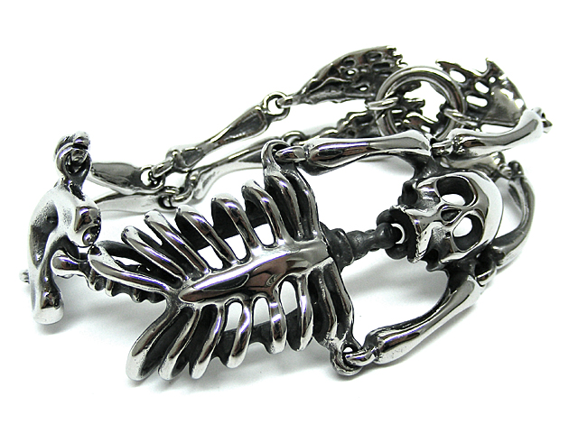 Edelstahlarmband "Skull"  (21,5 x 3,8 cm)