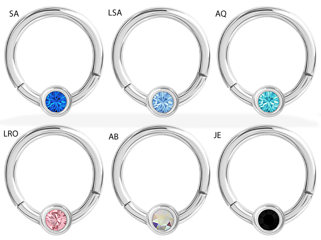 SS316L JEWELLED DISC HINGED SEGMENT RING FOR UPPER LIP (GLOSS FI