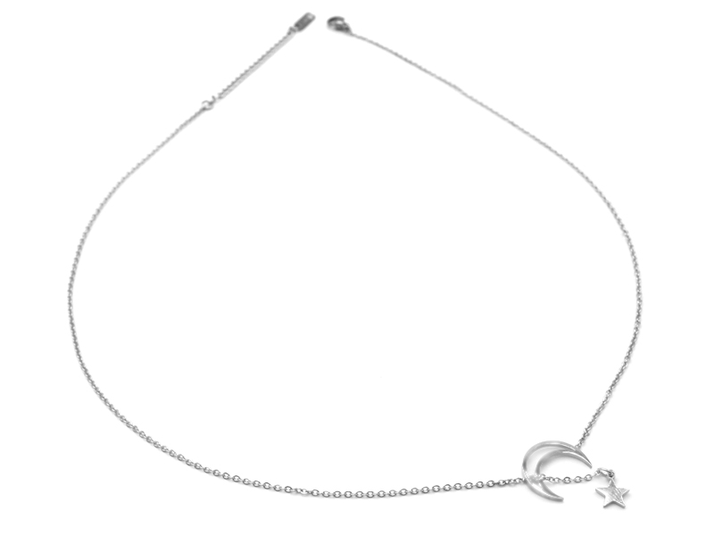 Edelstahlkette Mond und Stern (45cm+5cm)