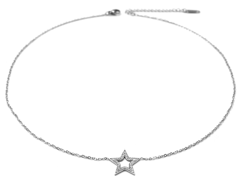 Edelstahlkette Stern (45cm+5cm)