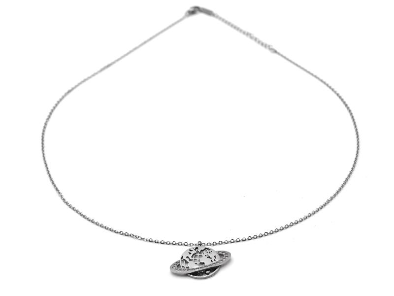 Edelstahlkette Weltkugel (45cm+5cm)