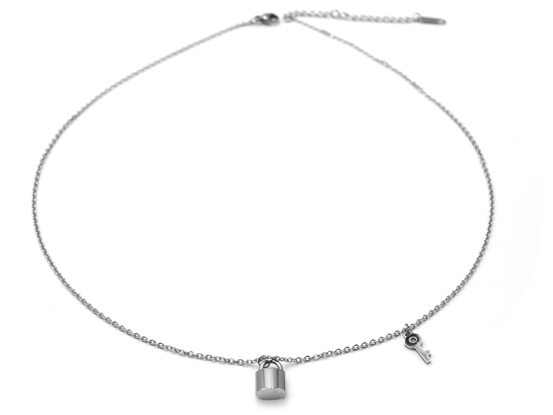 Edelstahlkette Schloss (45cm+5cm)